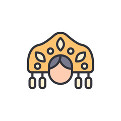 Symbolic Golden Headdress With Ornate Decorations And Transparent Canvas