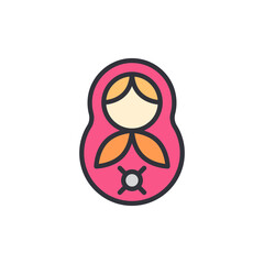A Colorful Matryoshka Doll In A Flat Style Isolated On Transparency