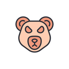Obraz premium Stylized Angry Bear Head Icon With A Transparent Canvas Setting