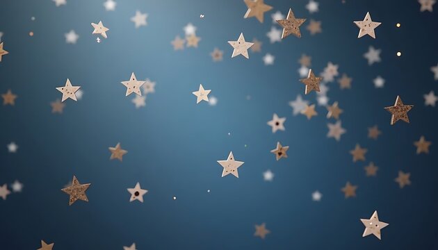 Falling Gold Star on Blue Background