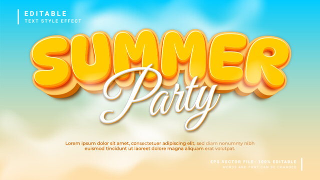 Summer festival party 3d editable text effect template