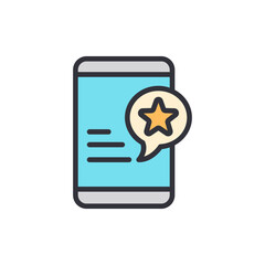 Stylized Mobile Phone Displaying a Star in Speech Bubble Notification