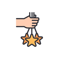 Hand Holding Three Golden Stars With Transparent Background Illustration