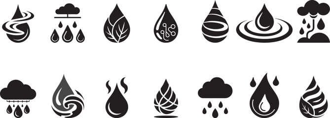 Water drops icons set nature ecology liquid. eps-10