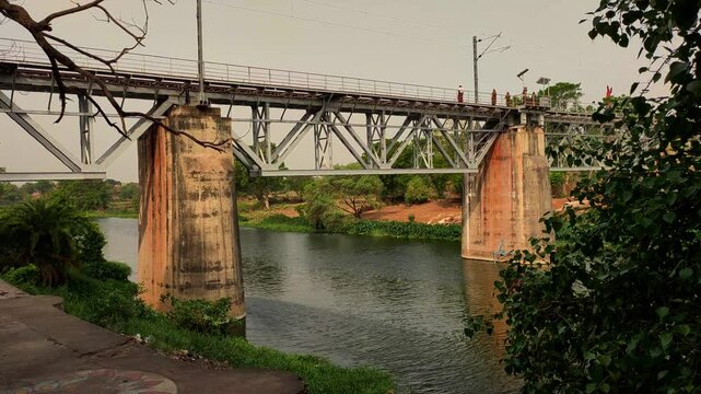 railway bridge over the river | mandakini river rail bridge | mandakini river chitrakut