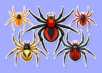 A large bundle of halloween spiders on Web Silhouette Perfect for Halloween project  