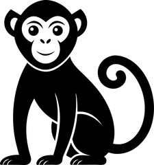 monkey vector art icon white background  silhouette vector icon 