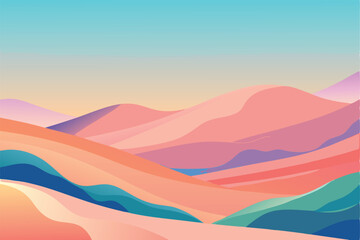 Abstract pastel mountain landscape illustration