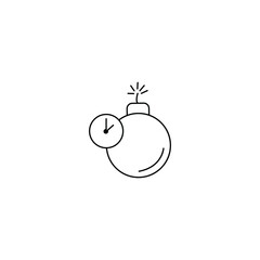 time bomb with clock outline icon. Linear vector from army and military concept