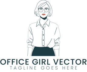 Stylish Office Girl Vector Illustration Minimalist Design Corporate Fashion Professional Woman art  