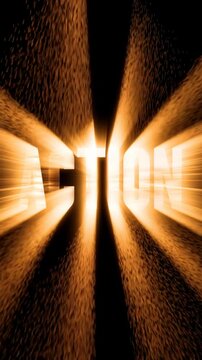 Dynamic graphic featuring the word 'Action' in glowing, vibrant letters, capturing the essence of excitement and energy.