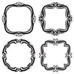 Timeless Outline Decorative Floral Frames Set Collection
