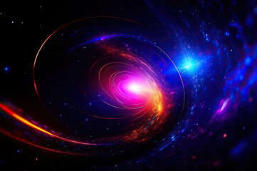 Sci-Fi Vortex of Energy, Fiery Cosmic Portal with Glowing Stars and Nebula