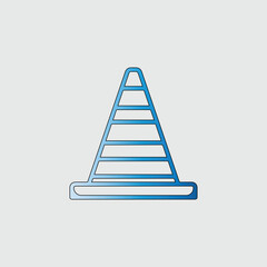 Blue traffic cone icon simple design illustration