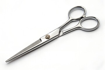 Obraz premium Create an ultra high-resolution (16K) image of a single pair of barber scissors. The scissors must be fully visible, perfectly centered in the frame, and completely isolated on a flawless pure white b