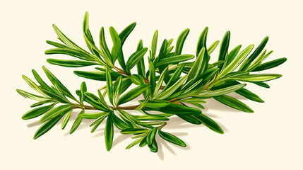 Obraz premium Vibrant Green Rosemary Sprig Illustration herb leaves