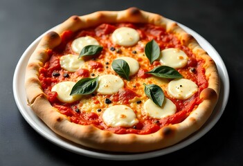 pizza with salami and tomatoes