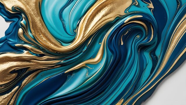 Abstract swirling blue and gold paint texture - Powered by Adobe