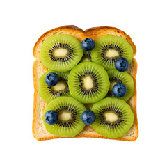 Kiwi and Blueberry Toast isolated on transparent baackground