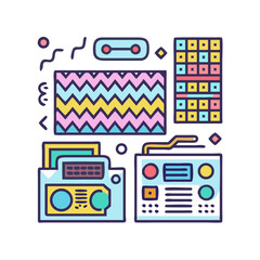 Obraz premium vector illustration of a set of colorful music icons