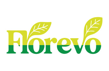 Fototapeta premium Florevo Logo Featuring Leaves, Representing Growth and Sustainability