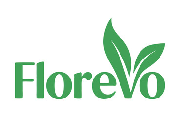 Fototapeta premium Florevo Logo Featuring Leaves, Representing Growth and Sustainability