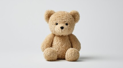 Obraz premium cuddly teddy bear sits upright soft tan fur and sweet face inviting hug