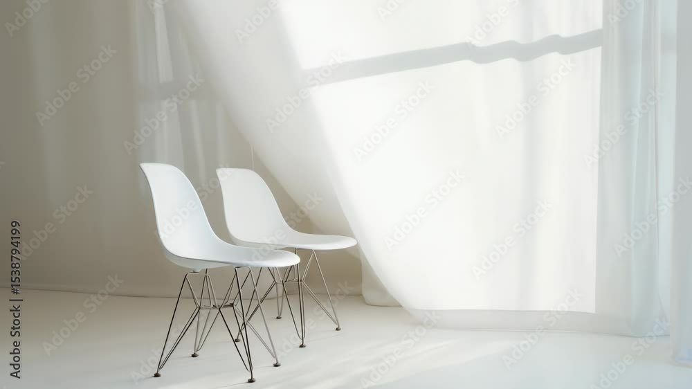 Aufkleber Two chairs placed in front of a window with blurred background