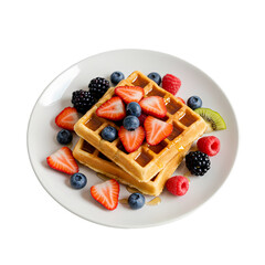 Waffles with Berries isolated on transparent baackground