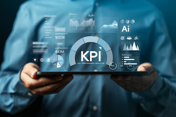 KPI key performance indicator The concept of analyzing dashboards of key performance indicators....