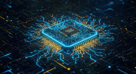 CPU Microchip Circuit Board Glow.