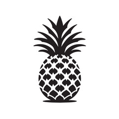 Obraz premium Black Pineapple Silhouette Vector, High Quality Illustration on White Background