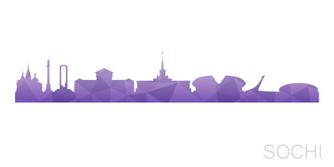 Sochi, Russia Low Poly Skyline Clip Art City Design. Geometric Polygon Graphic Horizon Icon. Vector Illustration Symbol.