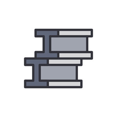 Stylized Illustration Of Stacked Metal I Beams With Outline Detailing