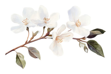 Obraz premium PNG Watercolor white flower branch flowers blossoms white flowers.