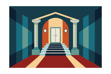 Fototapeta premium Grand Entrance Architectural Illustration of Classic Columns, Steps, and Doorway