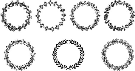 floral frame laurel wreath vector set
