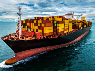 shipping logistic cargo container ship import export goods and distributing products to dealer and...