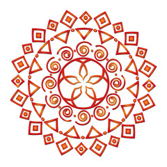 Ornamental Floral Lace Pattern with Round Mandala Design Vector illustrations