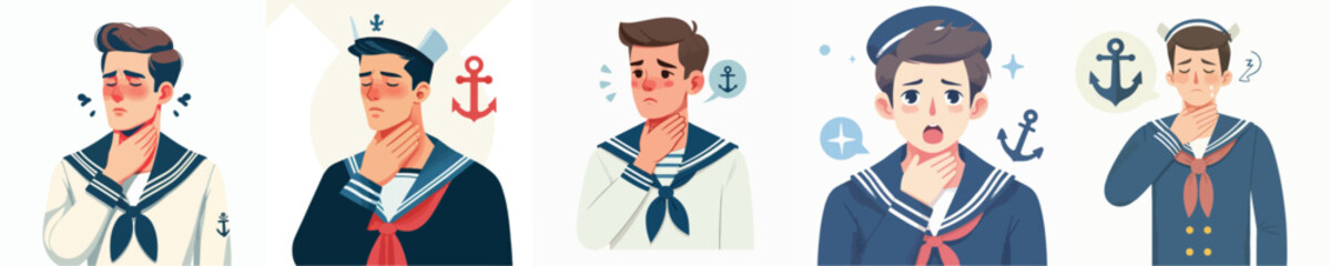a bunch of sore throat sailor vectors