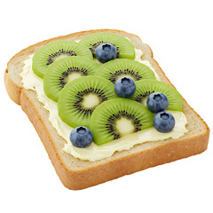 Kiwi and Blueberry Toast isolated on transparent baackground