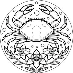 Obraz premium Crab Svg, Crab With Flower Svg, Sea Crab Svg
