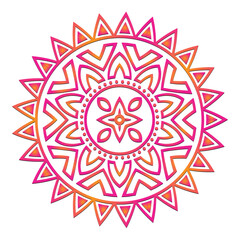 Ornamental Floral Lace Pattern with Round Mandala Design Vector illustrations