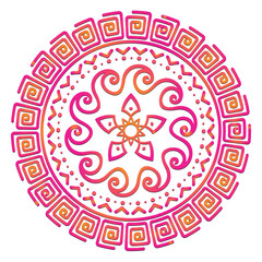 Ornamental Floral Lace Pattern with Round Mandala Design Vector illustrations