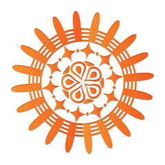 Ornamental Floral Lace Pattern with Round Mandala Design Vector illustrations