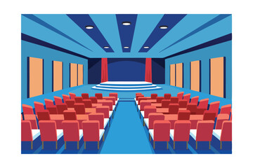 Auditorium Design  A Colorful Vector Illustration of a Modern Theater Interior