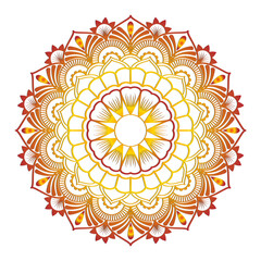 Ornamental Floral Lace Pattern with Round Mandala Design Vector illustrations