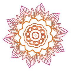 Ornamental Floral Lace Pattern with Round Mandala Design Vector illustrations