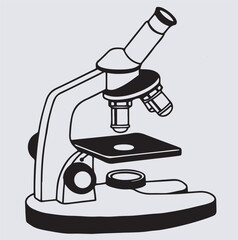 minimalist outline of a laboratory microscope silhouette vector art illustration., vector illustration of microscope