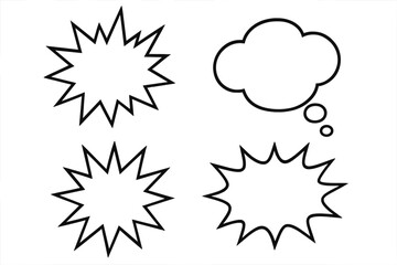 Graphic elements of bursts and thought bubbles for creative designs and illustrations